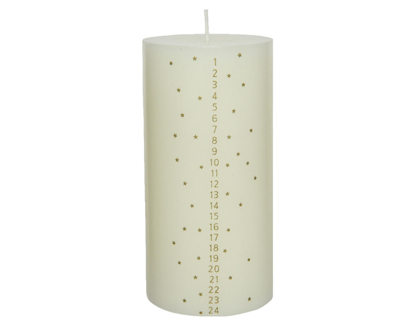Advent stompkaars 7,5x15cm - wit