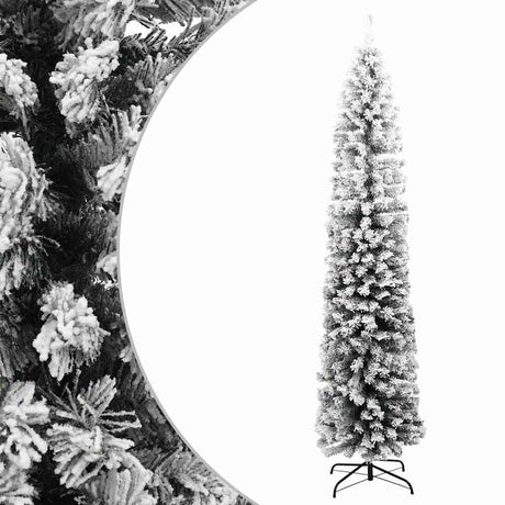 Vidaxx árbol de Navidad artificial con nieve estrecho 240 cm PVC verde