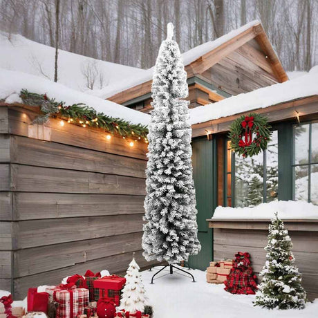 Vidaxx árbol de Navidad artificial con nieve estrecho 240 cm PVC verde