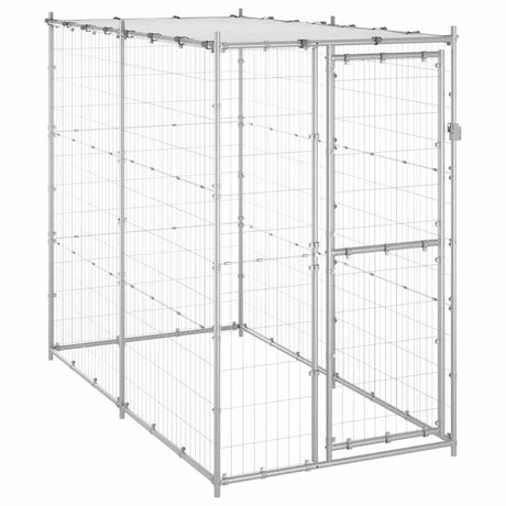 Perrera de perros Vidaxl afuera con techo 110x220x180 cm de acero galvanizado