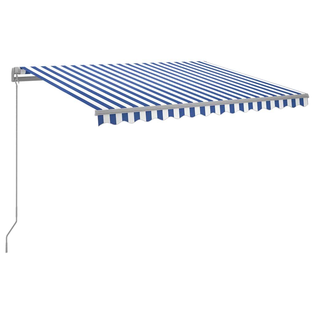 Toldo vidaxx extensible manualmente con LED 300x250 cm azul y blanco