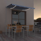 Toldo vidaxx extensible manualmente con LED 300x250 cm azul y blanco