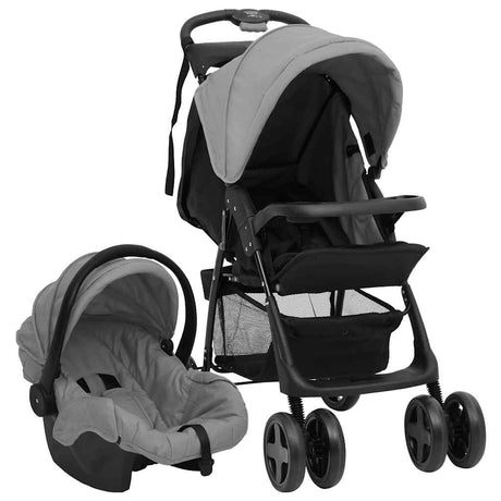Silla de paseo VidaXL 3 en 1 acero gris claro y negro