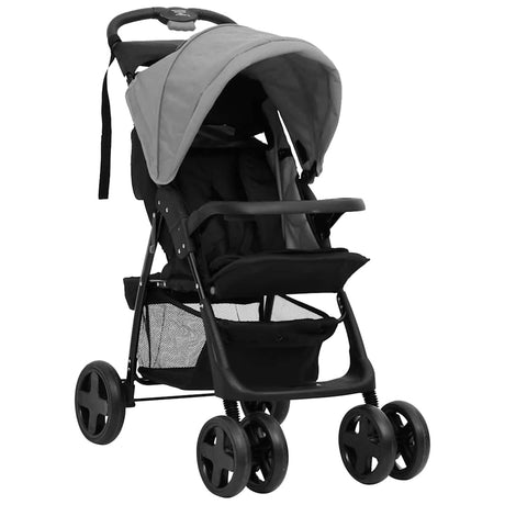 Silla de paseo VidaXL 3 en 1 acero gris claro y negro