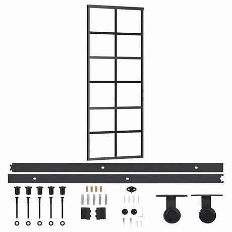 Puerta corredera vidaxx con herrajes 76x205 cm aluminio y cristal ESG