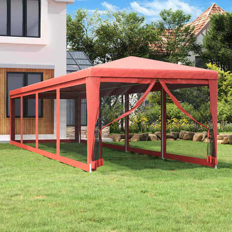Tienda de fiesta Vidaxl con 10 paredes laterales de malla 3x12 M HDPE RED