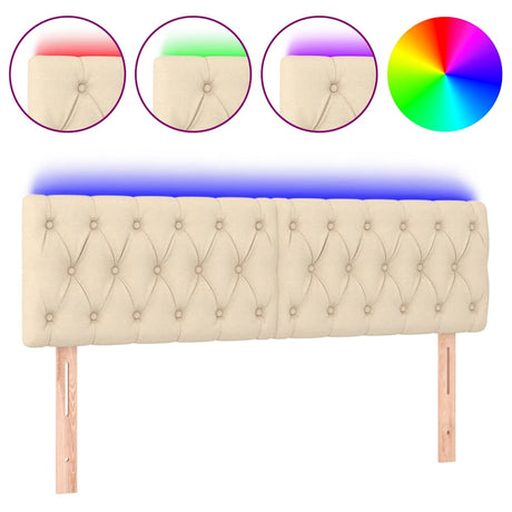 Vidaxl hoofdbord led 144x7x78 88 cm stof crèmekleurig