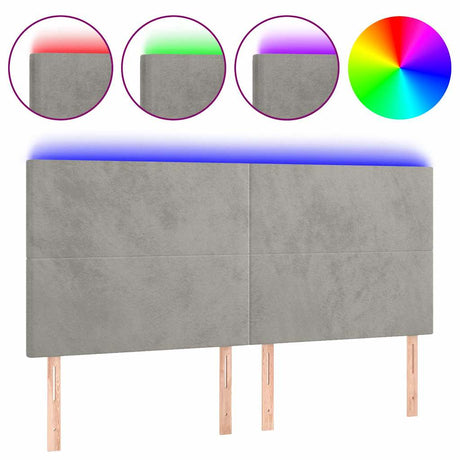 Vidaxl hoofdbord led 160x5x118 128 cm fluweel lichtgrijs