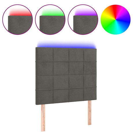 Vidaxl hoofdbord led 90x5x118 128 cm fluweel donkergrijs