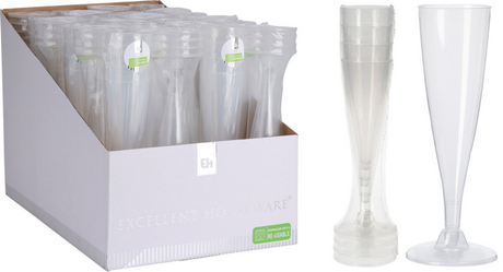 Excelentes artículos para el hogar, copa de champán reutilizable de plástico de 130 ml, juego de 4 aptos para lavavajillas