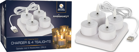 Cargador de velas de té de estilo hogareño con 4 LED para USB