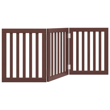 Vidaxl puerta para perros plegable 3 paneles 150 cm madera de álamo marrón
