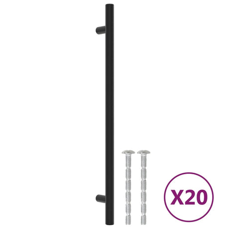 VidaXL tiradores 20 piezas 224 mm acero inoxidable negro