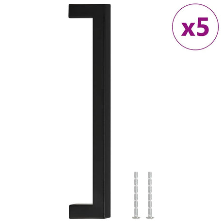 VidaXL tiradores 5 piezas 192 mm acero inoxidable negro
