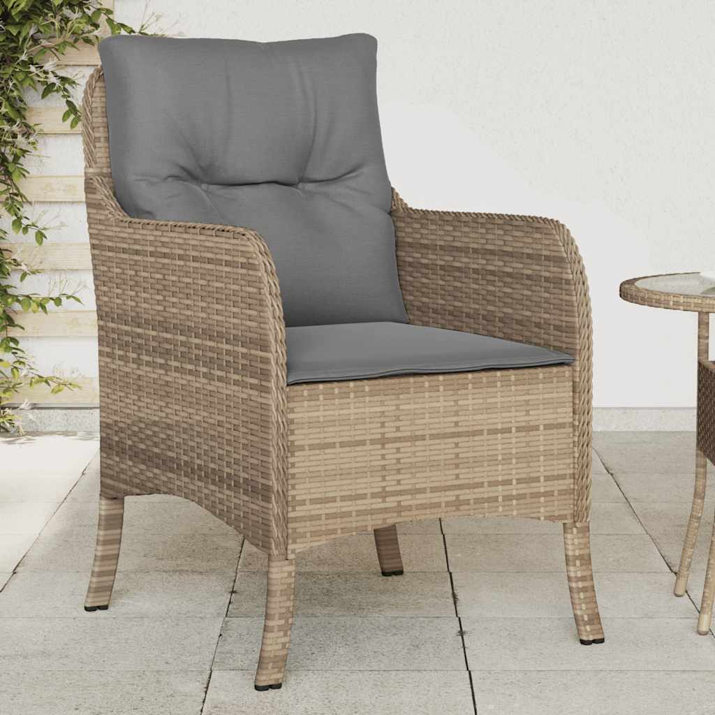 Vidaxl tuinstoelen 2 st met kussens poly rattan gemengd beige