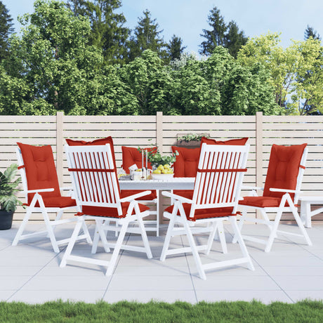 Vidaxx cojines para silla 6 uds respaldo alto 120x50x7 cm tejido mixto rojo