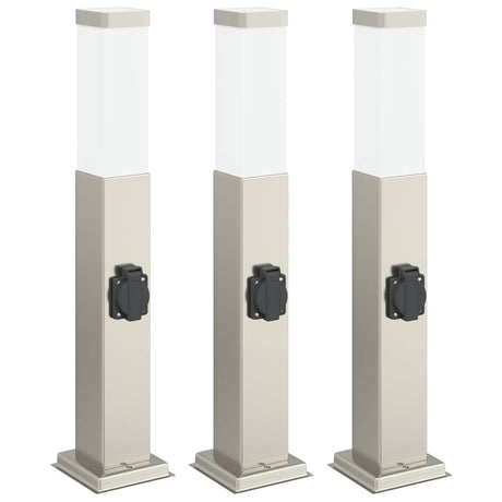 Vidaxx bolardo de iluminación con enchufe 3 piezas 50 cm acero inoxidable IP44