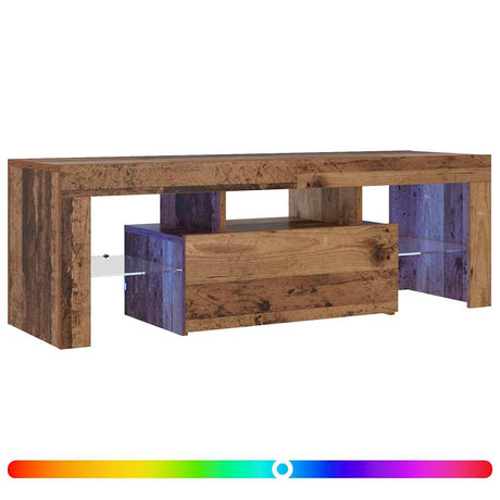 Vidaxl tv-meubel met led 120x36,5x40 cm bewerkt hout oud hout