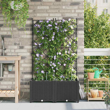 Vidaxl plantenbak 2 st zwart 80 x 40 x 142 cm pp