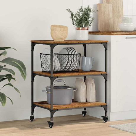Vidaxl keuken trolley oud hout 60 x 41 x 76 cm bewerkt hout