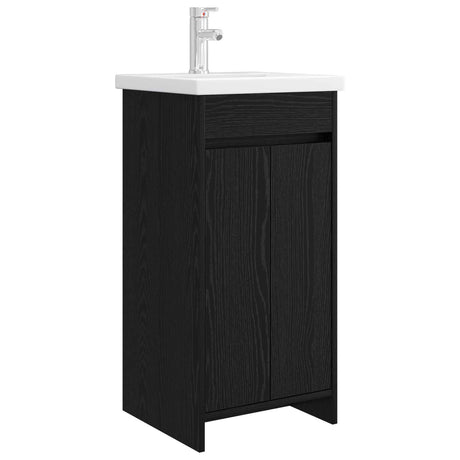 Vidaxl badkamermeubel met wasbak zwart eiken 42 x 40 x 84,5 cm
