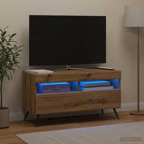 Vidaxl led tv-meubel artisanaal eiken bewerkt hout