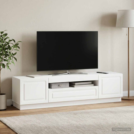 Vidaxl led tv-meubel wit bewerkt hout