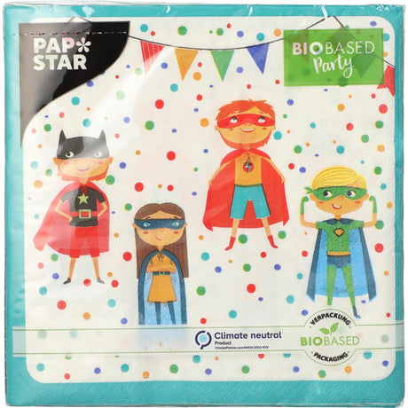 Papstar set de 20 servilletas superhéroe 3 capas 33x33cm