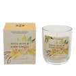 Vela perfumada Decoris en vaso almizcle blanco y vainilla cálida 20% cera de manteca de karité dia7,8x9cm 20 horas de combustión