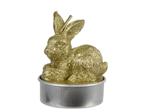 Decoris vela de té conejo juego de 4 cera de parafina ø3,8cm x h.6cm oro