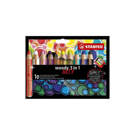 Abi stlo woody lapices de colores arty 3 en 1 estuche de 10 piezas + sacapuntas