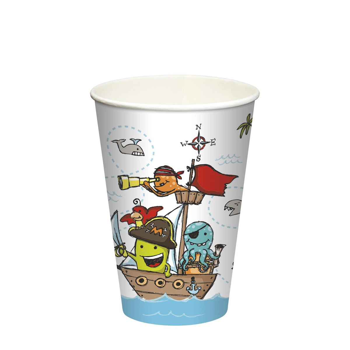 Papstar juego de 10 vasos para beber tripulación pirata cartón 0,2l ã˜7x9,7cm