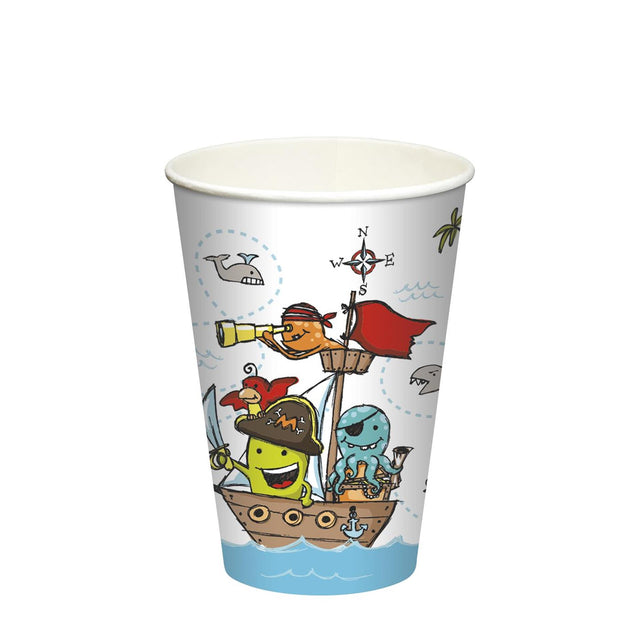 Papstar juego de 10 vasos para beber tripulación pirata cartón 0,2l ã˜7x9,7cm