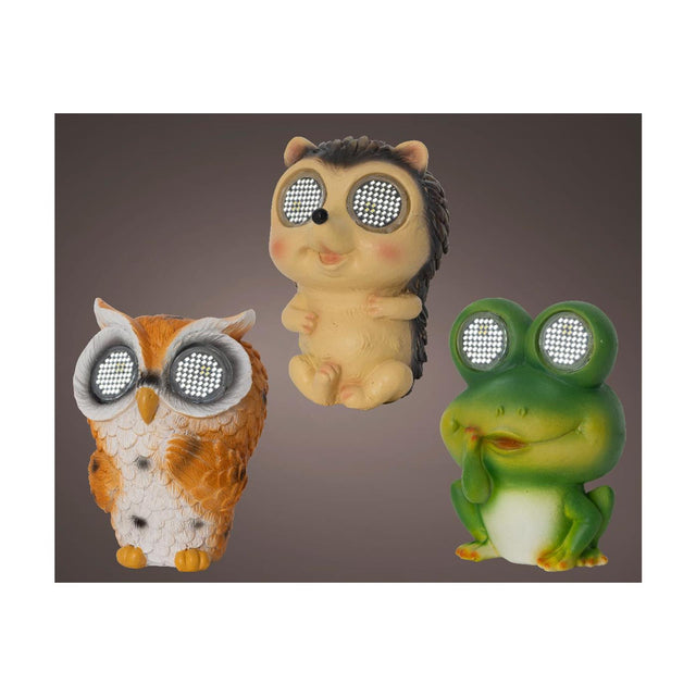 Lumineo solar animal poliresina con efecto giratorio 8x7,5x10cm 3 surtidos