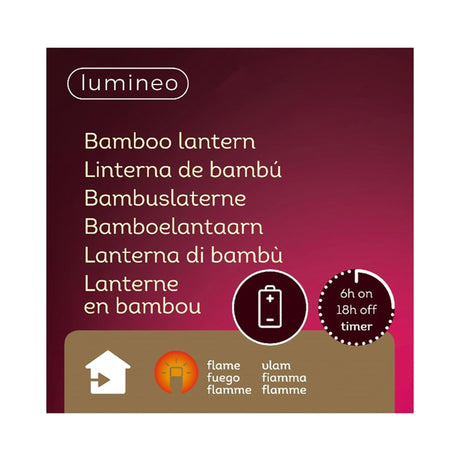 Decoris lumineo farol LED bambú 25x25x27,5cm (excl. 3 pilas AAA)