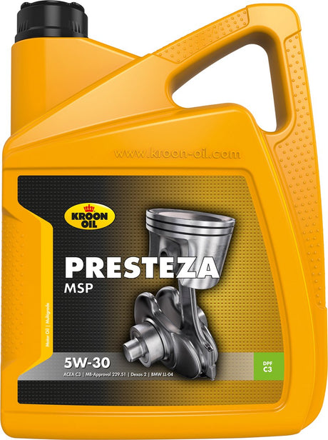 Aceite para coronas Kroon-oil - presteza msp 5w-30 - aceite de motor sintético de larga duración - 5 litros - transparente