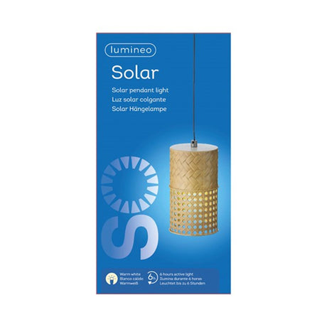 Lumineo colgante solar led ø11-h18cm metal blanco cálido. quema hasta 6 horas.