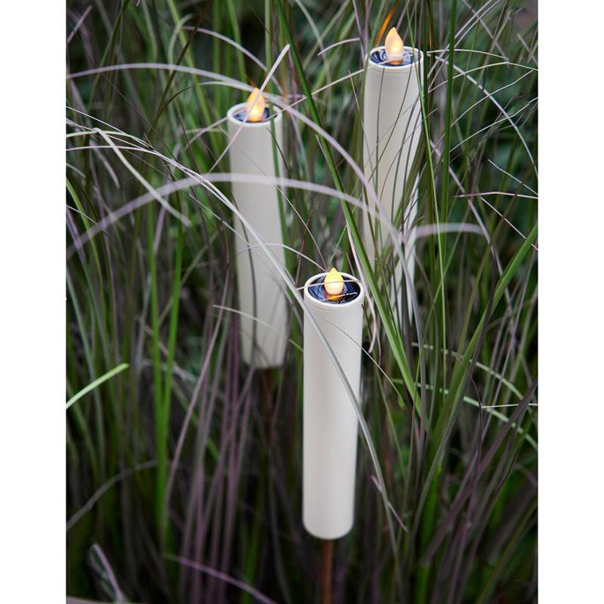 Antorcha de vela solar LED Lumineo ø4-h90cm blanca