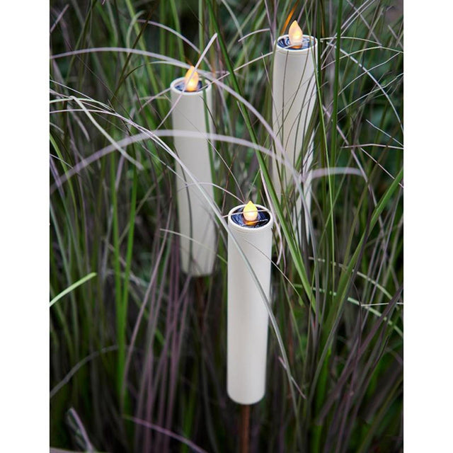 Antorcha de vela solar LED Lumineo ø4-h90cm blanca
