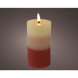 Vela LED Lumineo con degradado de color para interior con efecto llama y temporizador dia7x15cm terra funciona con 2 pilas aaa (excl)<br> <br>