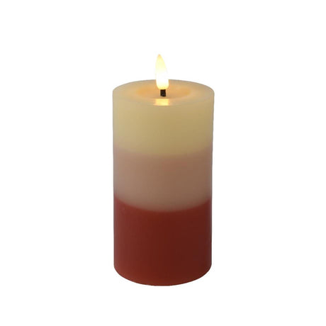 Vela LED Lumineo con degradado de color para interior con efecto llama y temporizador dia7x15cm terra funciona con 2 pilas aaa (excl)<br> <br>