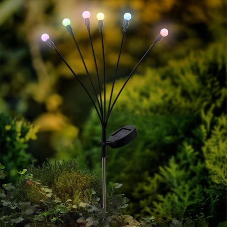 Lumineo enchufe solar para jardín h70cm luciérnaga multicolor