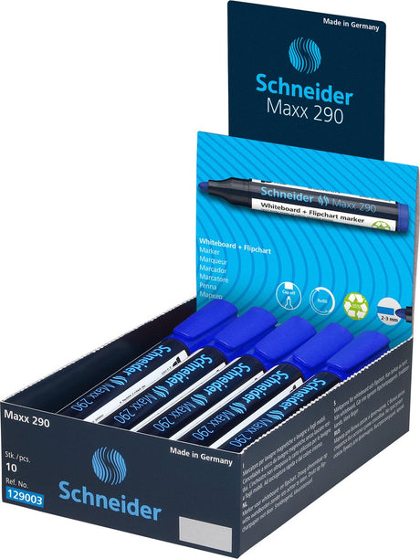 Marcador de pizarra schneider de instrumentos de escritura Schneider - maxx 290 - punta redonda - azul - 10 piezas - para pizarra y rotafolio - s-129003-10