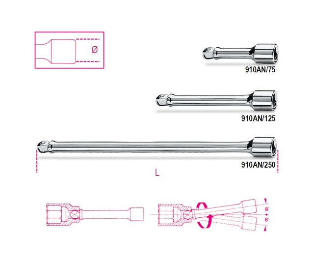 Extensiones Beta 3 8”, orientables 910an 250 - 009100829
