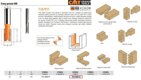 Cmt molen hm d=25 i=20 l=50 s=8 eenvoudig, kort