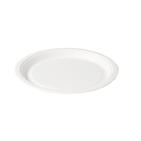 Plato redondo de cartón blanco 23 cm (8x20 piezas)