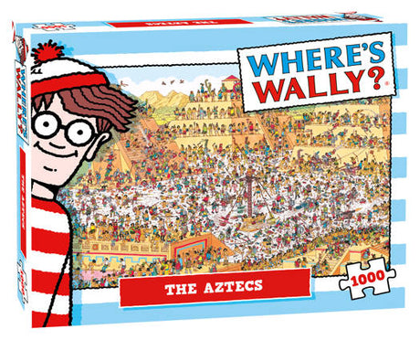 Un montón de regalos rompecabezas donde está wally aztecas 1000 piezas