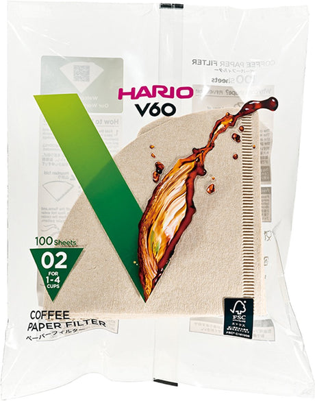 Papel de filtro Hario v60 - tamaño 02 - 100 piezas - marrón