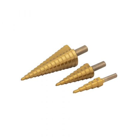 Con marcha superior. Juego de brocas escalonadas para fresado de placas hss 3x