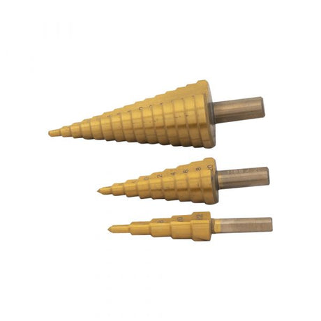 Con marcha superior. Juego de brocas escalonadas para fresado de placas hss 3x